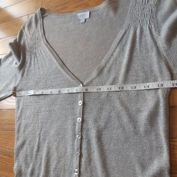 Suzy Shier Silver Sparkly Cardigan Medium - Picture 5 of 14